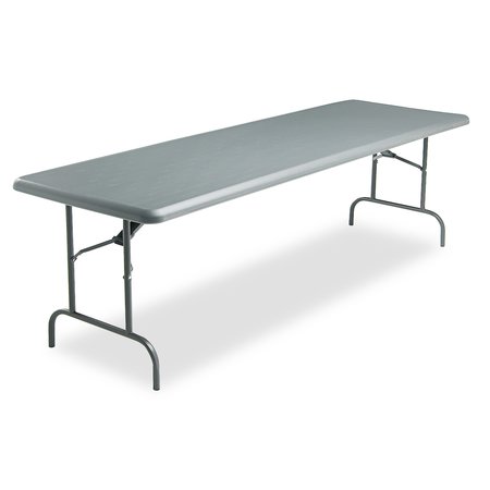 ICEBERG Rectangle Folding Table, 96" W, 30" L, 29" H, Charcoal Top, Blow-Molded High-Density Polyethylene 65237